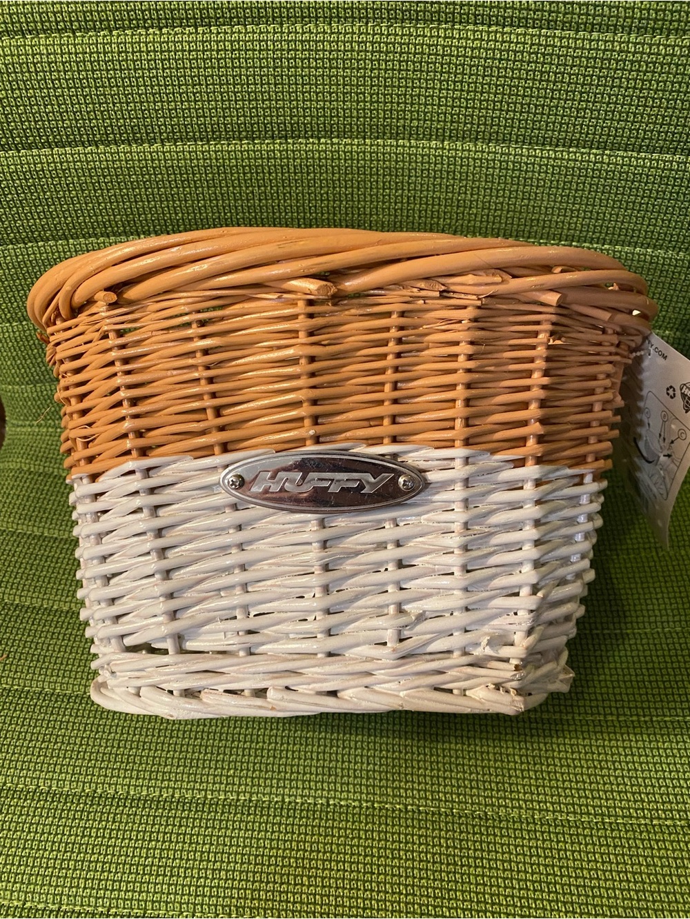 Huffy Kids Two-Tone White & Tan Wicker Bike Basket